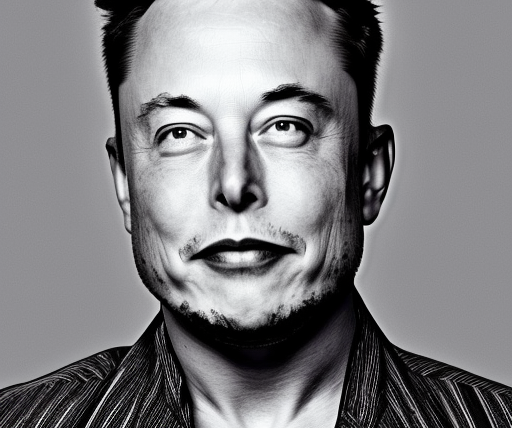 Black and white photo of Elon Musk