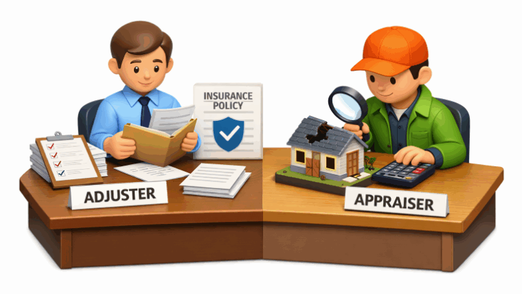 insurance adjuster vs appraiser